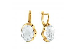 Серьги из желтого золота 585 пробы с горным хрусталем