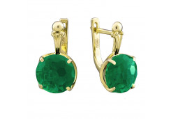 Серьги из желтого золота с агатом зеленым
