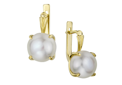 Серьги из желтого золота с жемчугом