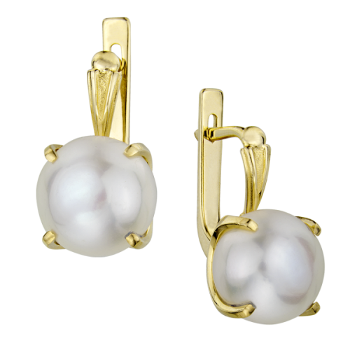 Серьги из желтого золота с жемчугом
