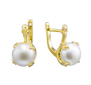 Серьги из желтого золота с жемчугом