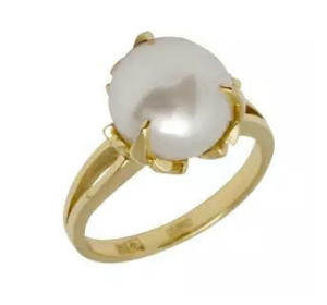 Кольцо из желтого золота с жемчугом