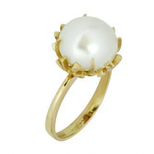 Кольцо из желтого золота с жемчугом