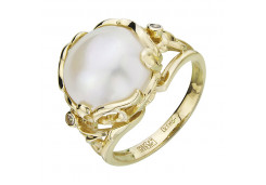 Кольцо из желтого золота с жемчугом