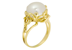 Кольцо из желтого золота с жемчугом