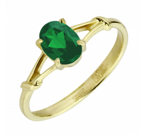 Кольцо из желтого золота с агатом зеленым