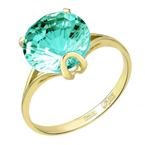 Кольцо из желтого золота с аквамарином