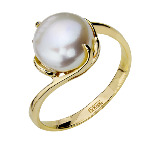 Кольцо из желтого золота с жемчугом