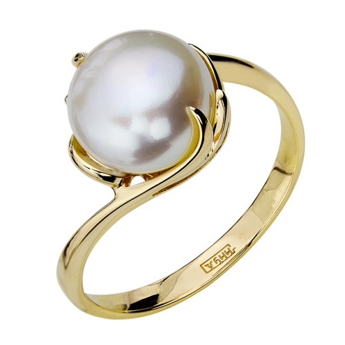 Кольцо из желтого золота с жемчугом