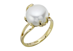 Кольцо из желтого золота с жемчугом