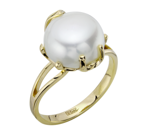 Кольцо из желтого золота с жемчугом