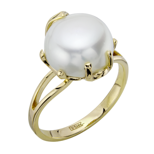 Кольцо из желтого золота с жемчугом