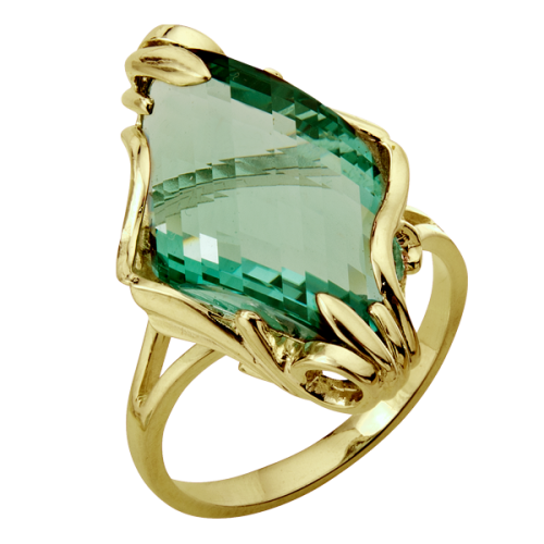 Кольцо из желтого золота с аквамарином