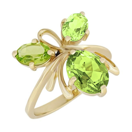 Кольцо из желтого золота с хризолитом