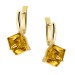 Серьги висячие из желтого золота с цитрином