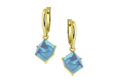 Серьги висячие из желтого золота с топазом