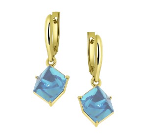 Серьги висячие из желтого золота с топазом