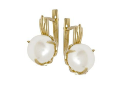 Серьги из желтого золота с жемчугом