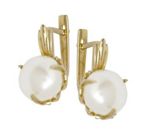 Серьги из желтого золота с жемчугом