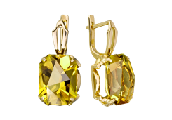 Серьги из желтого золота с цитрином