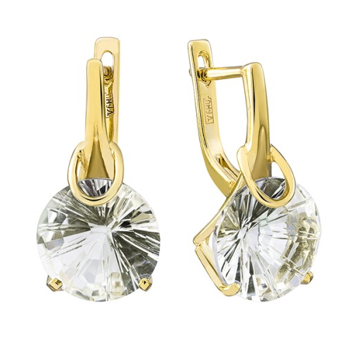 Серьги из желтого золота с горным хрусталем