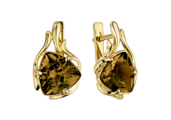 Серьги из желтого золота с ситаллом