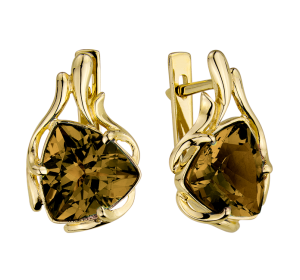 Серьги из желтого золота с ситаллом