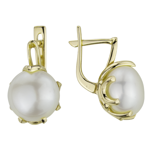Серьги из желтого золота с жемчугом