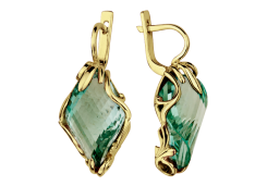 Серьги из желтого золота с аквамарином