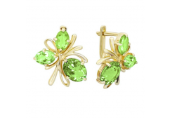 Серьги классические из желтого золота с хризолитом
