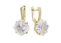 Серьги из желтого золота с горным хрусталем