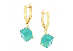 Серьги висячие из желтого золота с кварцем