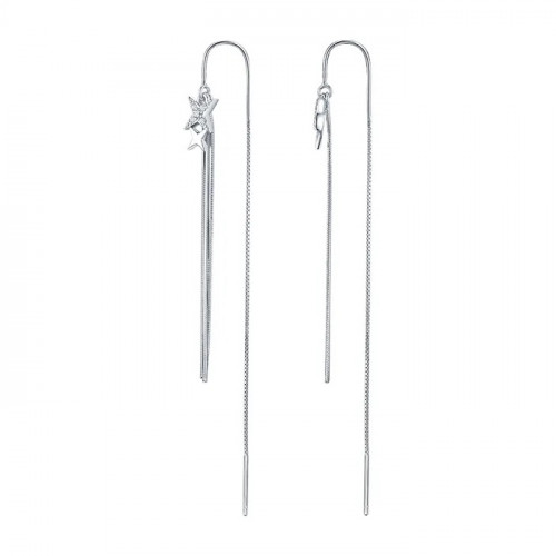 Серебряные cерьги классические с фианитом