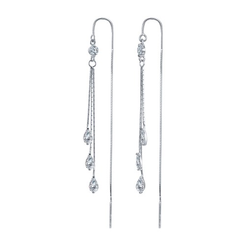 Серебряные cерьги классические с фианитом