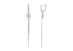 Серебряные cерьги висячие с фианитом