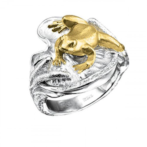 Серебряное кольцо с позолотой с кристаллом Сваровски