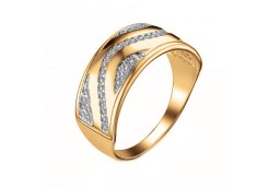 Серебряное кольцо с позолотой с фианитом