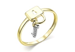 Кольцо из желтого золота с фианитом