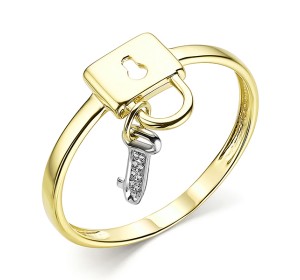 Кольцо из желтого золота с фианитом