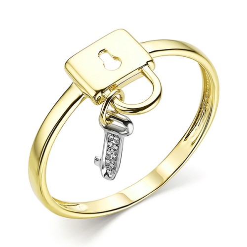 Кольцо из желтого золота с фианитом