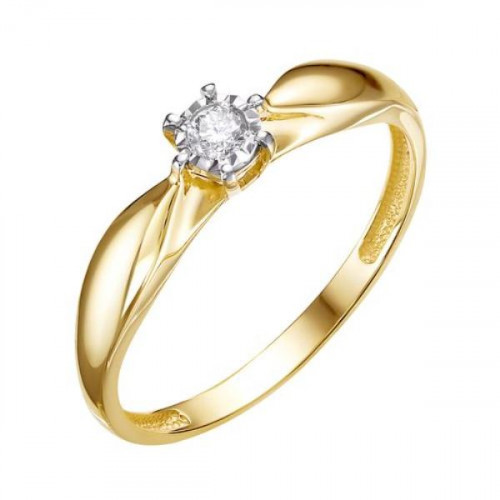 Кольцо из желтого золота с бриллиантом