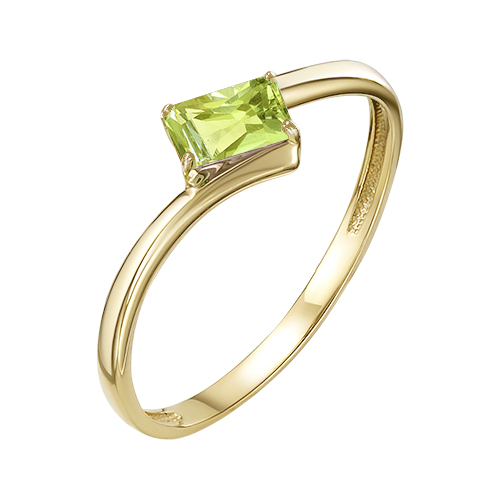 Кольцо из желтого золота с хризолитом