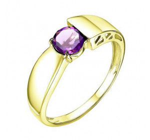 Кольцо из желтого золота с аметистом