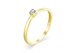 Кольцо из желтого золота с фианитом