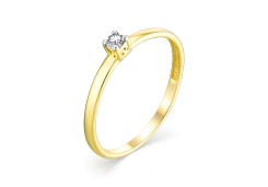 Кольцо из желтого золота с фианитом