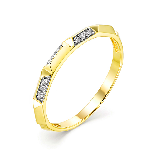 Кольцо из желтого золота с фианитом