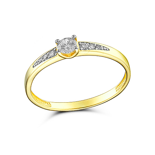 Кольцо из желтого золота с фианитом