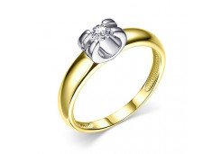 Кольцо из желтого золота с фианитом