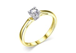 Кольцо из желтого золота с фианитом