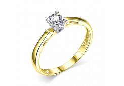 Кольцо из желтого золота с фианитом